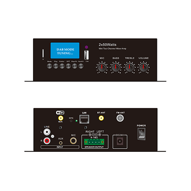 CMX D-250U 2×50W Stereo Amp with USB/Bluetooth/FM, MIC & Aux input
